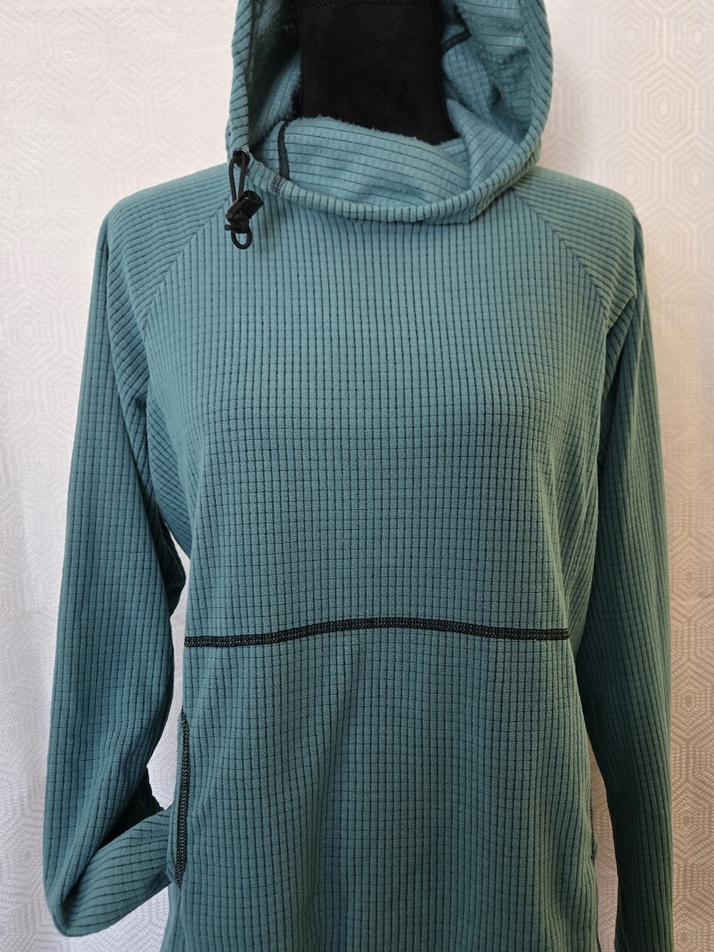 Melanzana Teal Waffle-Knit Hooded Sweater